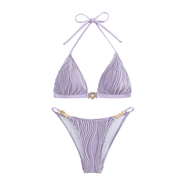 Pure Color Tied Three-point Bikini Split Swimsuit Female Summer - Image 3