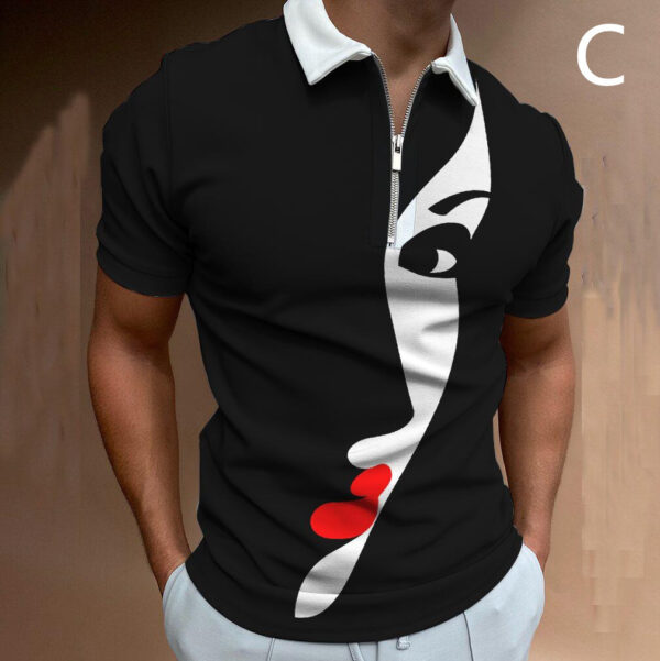 Shirts For Men Face Art Print Short Sleeve Tshirts Streetwear Mens - Image 4