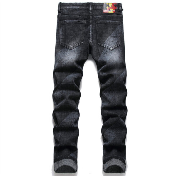 Punk Men's Skinny Jeans Mid-waist Printed - Image 8